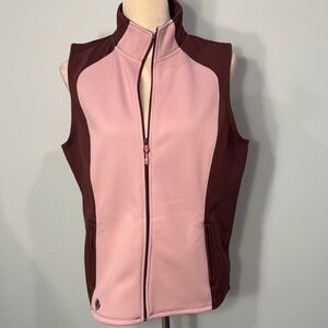 Sunice Pink and Brown full zip mock neck Vest Size L